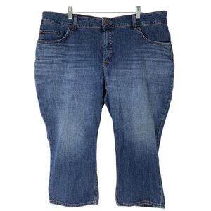 Womens Lee Capri Jeans Size 22W Stretch Crop EUC Mid Rise Dark Cuffable 6937